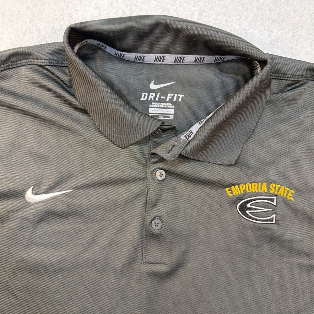 Nike Dri Fit Polo Short sleeve Shirt Emporia State University Size  XL Dark Gray
